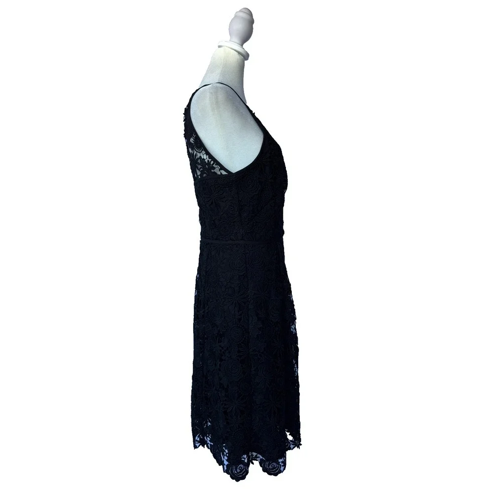 White House Black Market Crochet Halter Lace Midi Dress Size 6 Whimsigoth Gothic